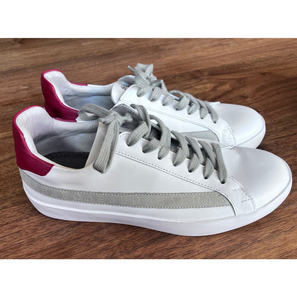 Sans Matin White Leather Sneakers Red‎ Heel Women’s 38